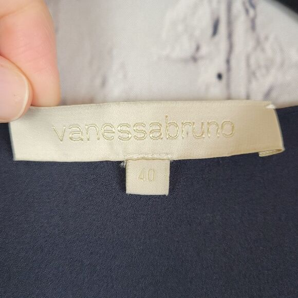 Vanessa Bruno solid black silk long sleeve cross drapey faux wrap blouse top - Picture 7 of 9